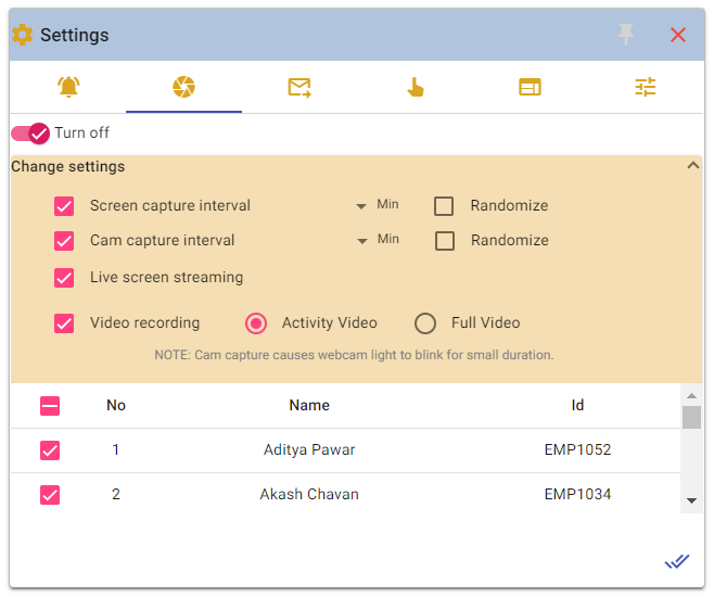 Settings from one card 2